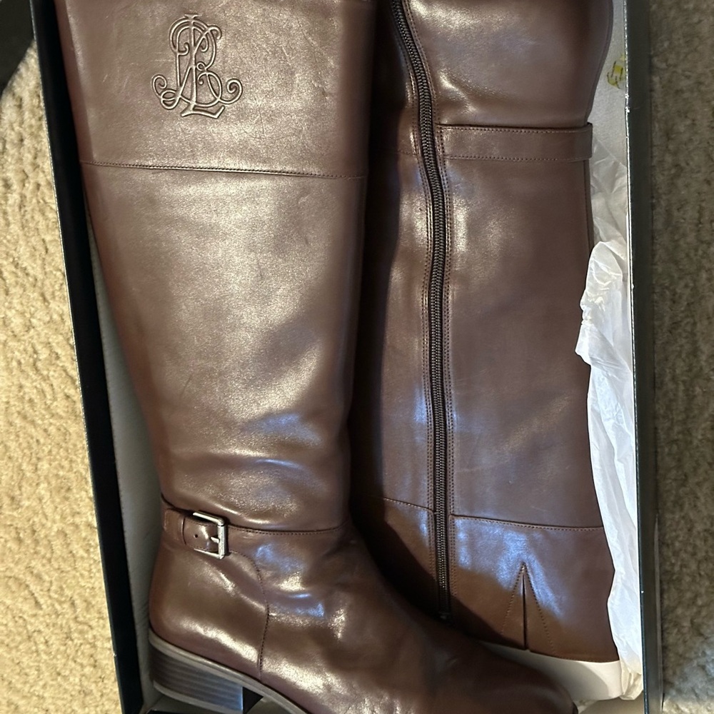 Ralph Lauren Black Leather Boots - Picture 7 of 9